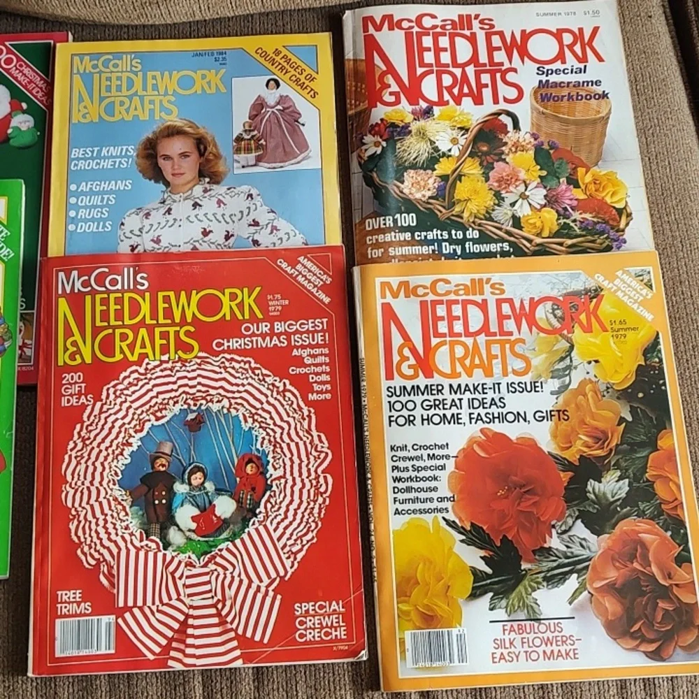 Vintage Craft Patterns, McCalls Needlework and Crafts Magazine Lot Of 10